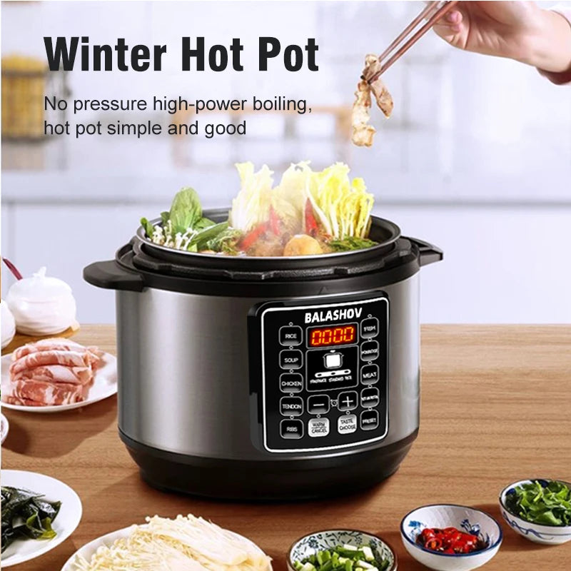 5L Smart Electric Pressure Cooker - 9-in-1 Multi-Function Kitchen Appliance for Quick Meals, Soups, and Rice Cooking