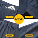 Men's Quick-Dry Double Layer Running Shorts Black Fitness