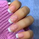 French False Nails Chic Nude White Short Square Tips Glue