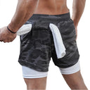 Men's 2-in-1 Camo Running Shorts for Gym and Fitness - Quick Dry Workout and Jogging Pants