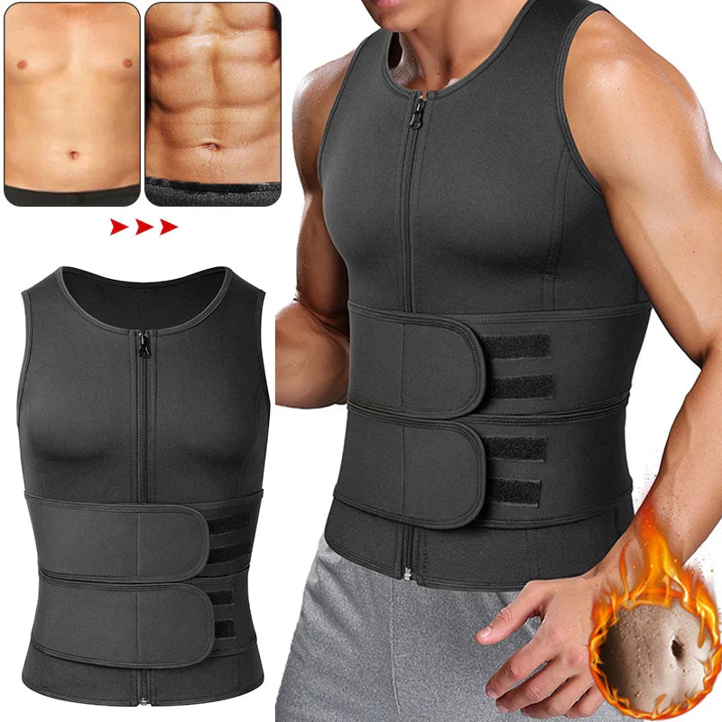 Men's Sauna Vest for Fat Burning - Slimming Waist Trainer & Body Shaper Shirt