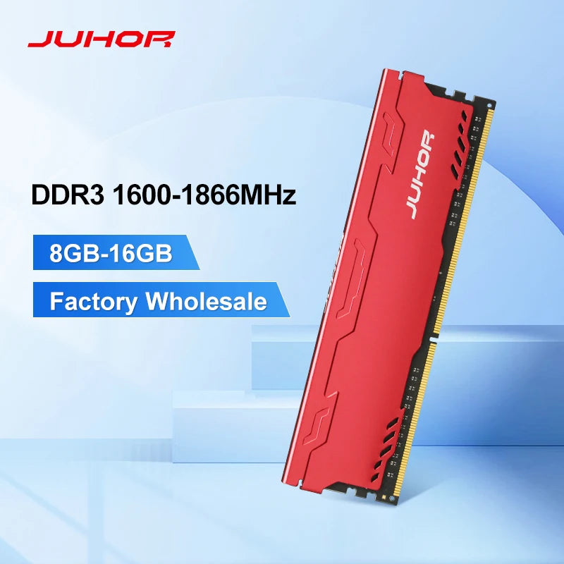 JUHOR Memoria Ram DDR3 4GB 8GB 1600MHz 1866MHz Desktop Memory New Dimm DDR3 1333MHz 1.5V RAMs With Heatsink