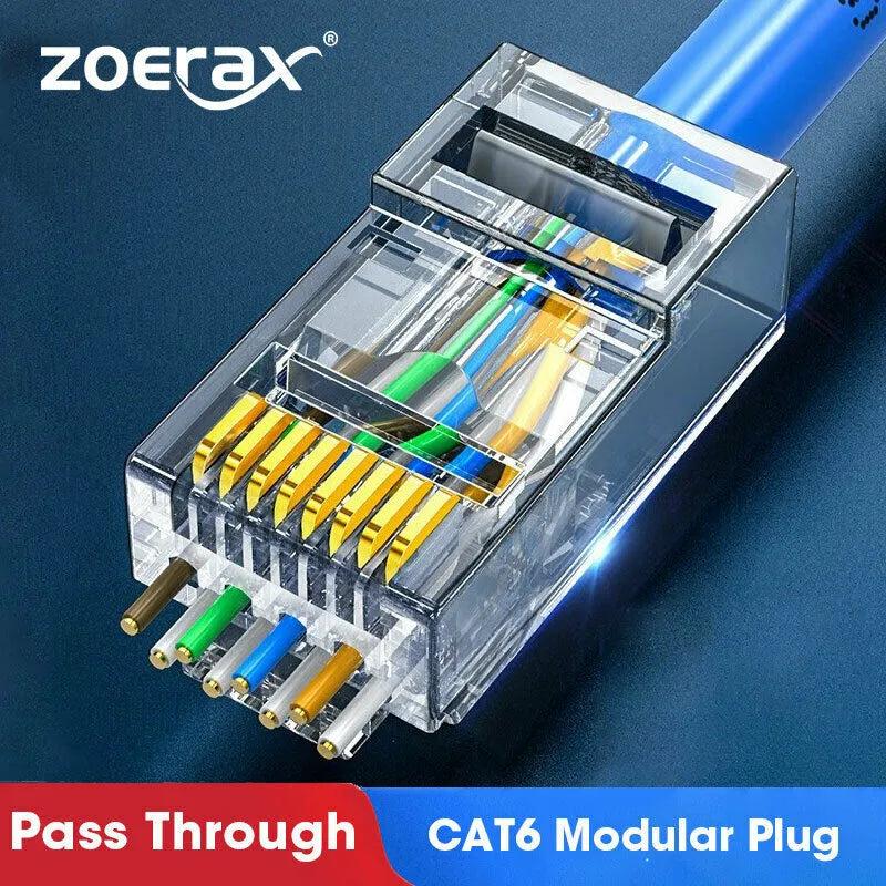 ZoeRax RJ45 Pass Through Connectors: Effortless Custom Ethernet Cables  ourlum.com   