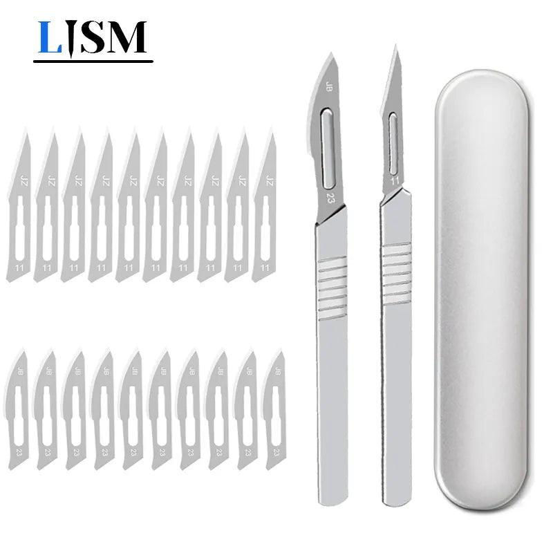 Carbon Steel Carving Scalpel Blades Handle DIY Cutting Surgical Knife Kit  ourlum.com   