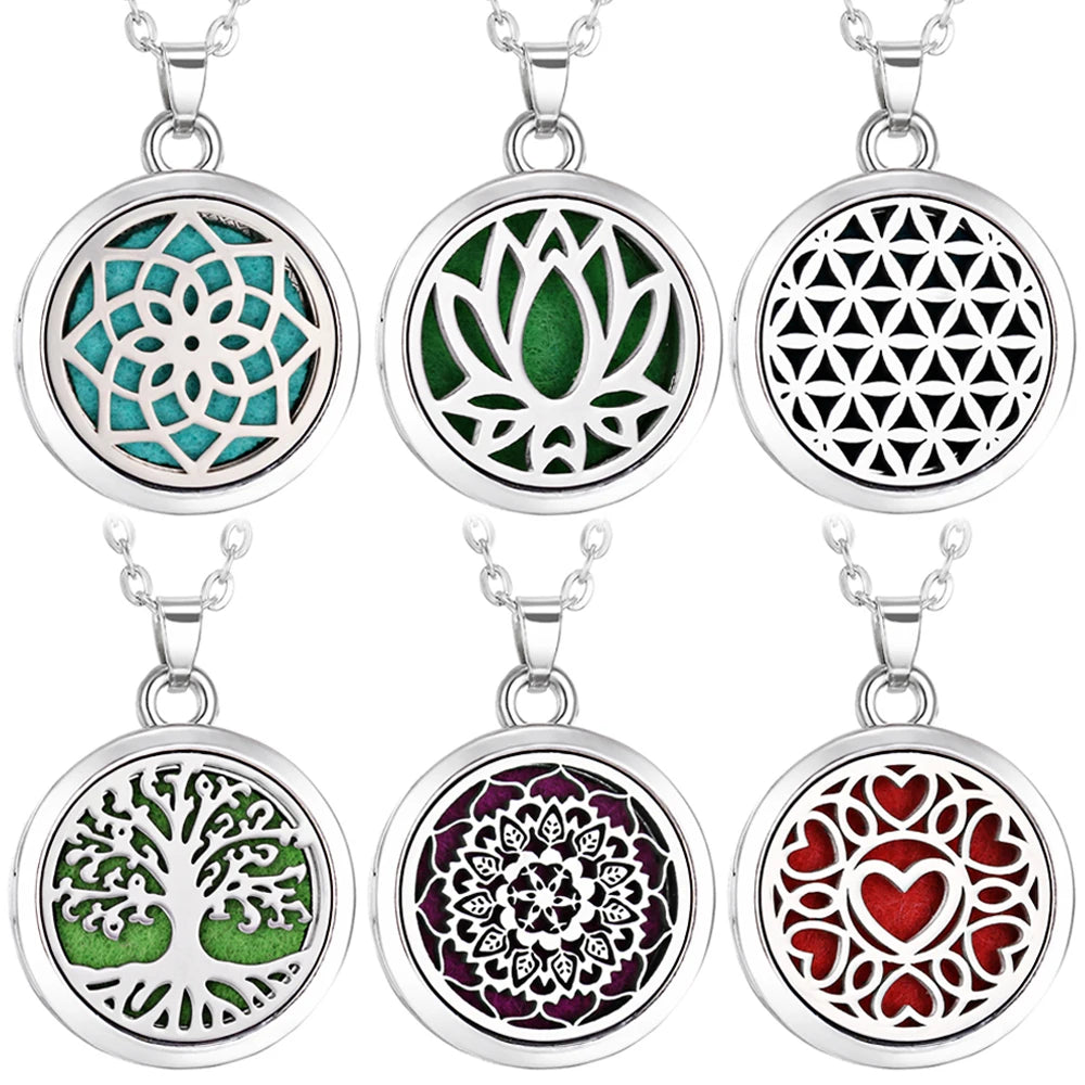 Stainless Steel Tree of Life Aromatherapy Necklace Gift