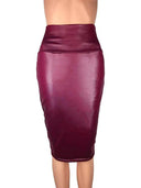 Back Split Black PU Leather Pencil Skirt - Sexy High Waist