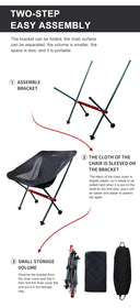 PACOONE Travel Ultralight Folding Chair Portable Moon Seat