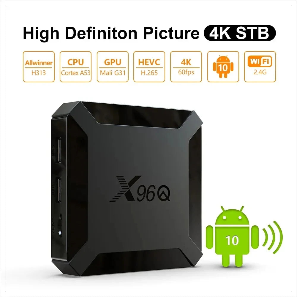 X96Q Android10 TV Box Allwinner H313 Quad Core 4K Smart TV BOX 2GB16GB Wifi Youtube Netflix Multi Language Streaming Media Playe