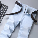 Brand Top Classic Style Men Light Blue Denim Trousers