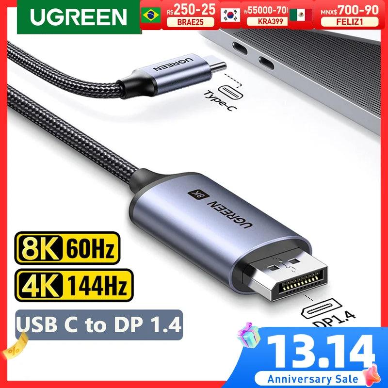 UGREEN USB C to 8K Displayport Cable: Ultimate Visual Clarity  ourlum.com   