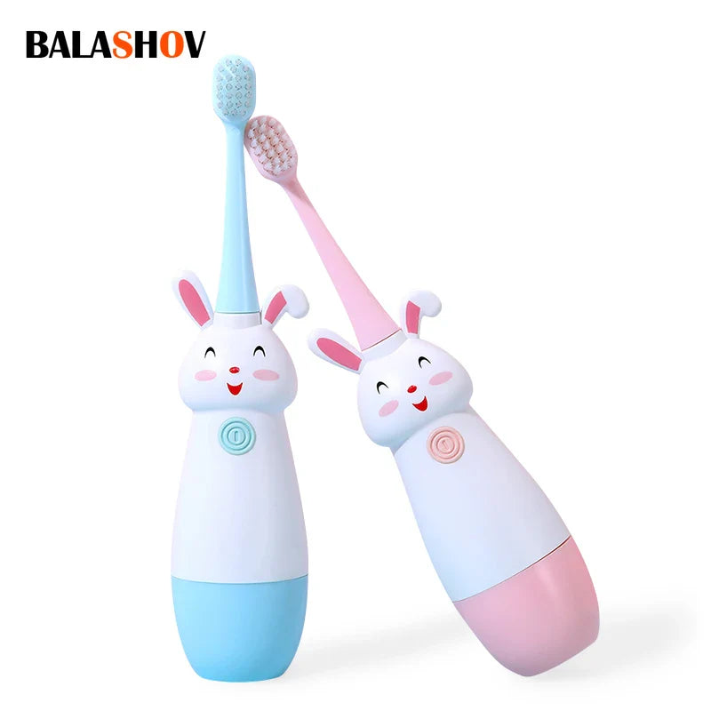 New Smart Electric Toothbrush Household Children Rotating Cute Bunny Cartoon Kids Portable Sonic Non-Slip Soft Fur Toothbrush