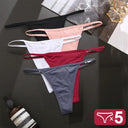 Seductive 5-Piece Cotton Blend G-String Panties Set for Women  ourlum Set9 L Set