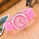 Women's Stylish Quartz Sports Watch with Silicone Band for Fashionable Ladies  ourlum.com Pink  