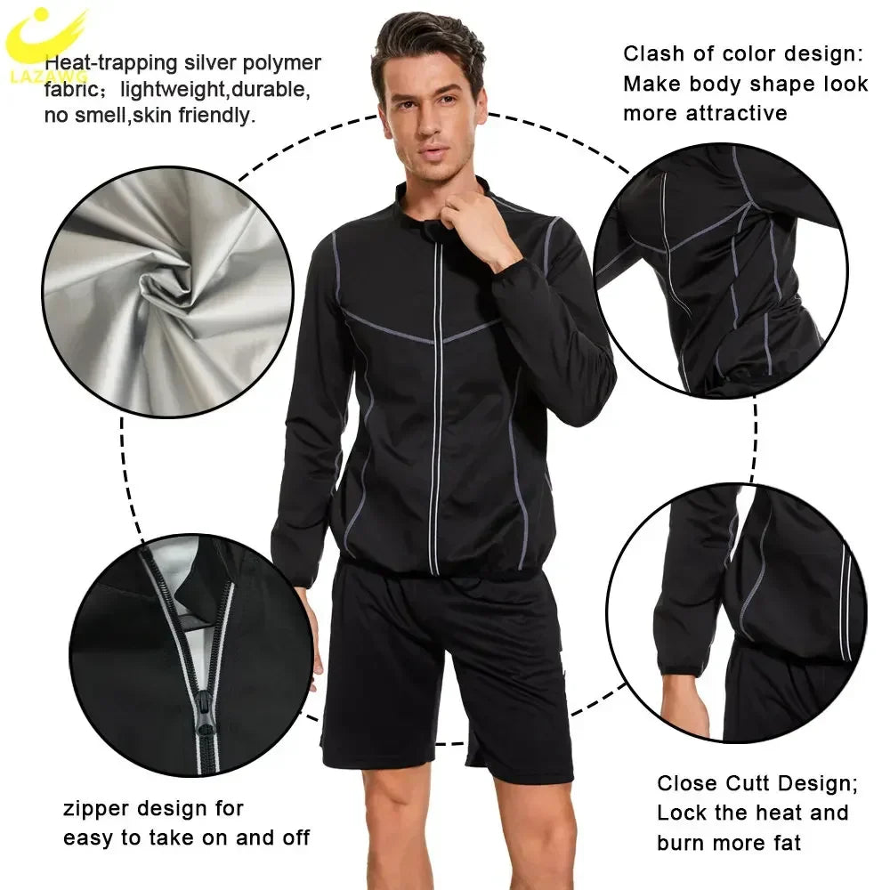 Men's Sauna Jacket for Weight Loss and Fat Burning - Slimming Gym Top