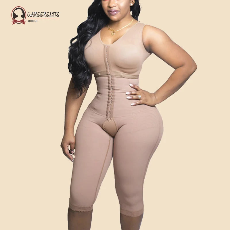 High Compression Fajas Bodysuit with Tummy Control & Adjustable Closure for Curves