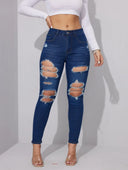 2024 Summer New Women's Ripped Jeans High Stretch Slim Pants