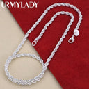 925 Sterling Silver Rope Chain Necklace Elegant Unisex Jewelry