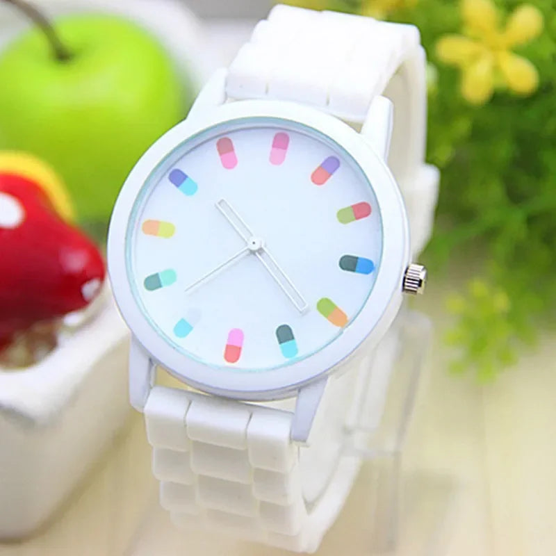 Fashionable Women's White and Green Silicone Jelly Watch - Elegant Timepiece for Stylish Ladies  OurLum.com WHITE  