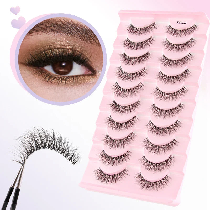 SHIDISHANGPIN 5/10Pairs False Lashes Cat Eye Eyelashes Eyelash Extension 3D Mink Half Lashes Natural Makeup faux Cils maquiagem  ourlum.com   