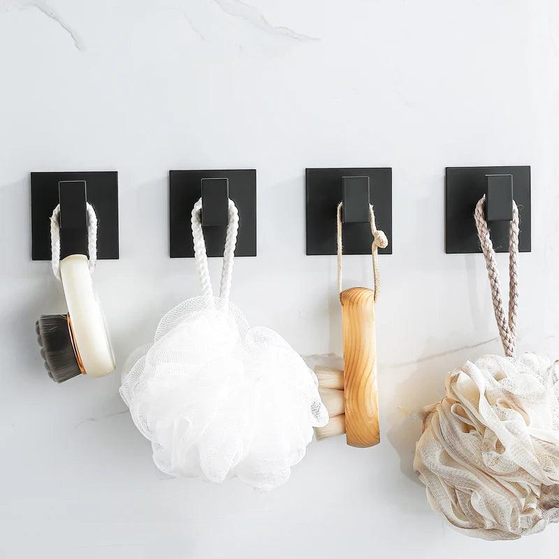 Elegant Matte Black Aluminum Wall Hooks Set for Organizing Keys, Clothes, Coats, Towels - Easy Installation  ourlum.com   