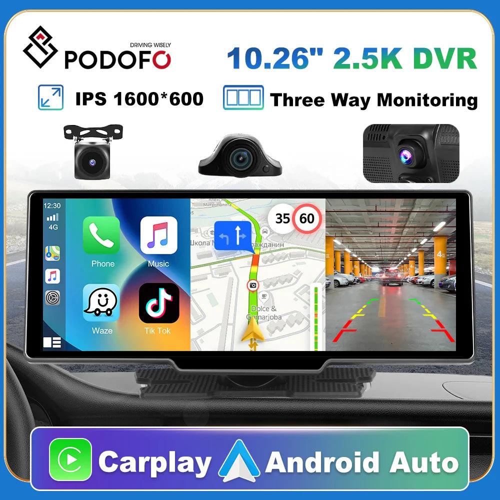 Podofo Rearview Dash Cam Carplay: Advanced Safety & Connectivity  ourlum.com   