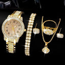 Golden Rhinestone Jewelry Set Sparkling Fashion Ensemble