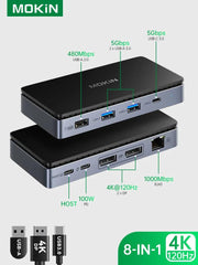 MOKiN USB C Hub Usb Type C Laptop Docking Station Multi-port Adapter HDMI RJ45 PD3.0 USB-A 2.0 3.0 SD/TF DP for Macbook Windows