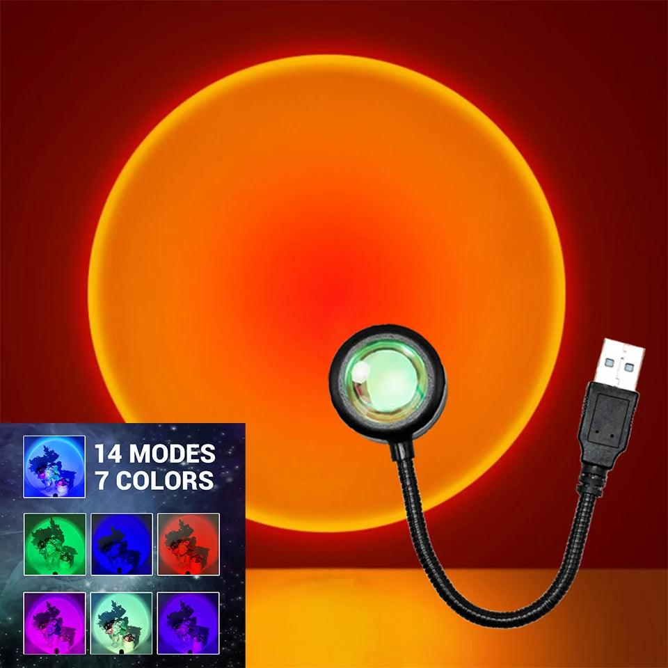 USB LED Sunset Lamp Night Light Projector Photography Wall Atmosphere Neon Lights for Party Decoration Bedroom Living Room Decor