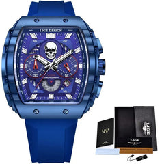 LIGE Skull Men's Chronograph Watch: Stylish Quartz Wristwatch for Sports