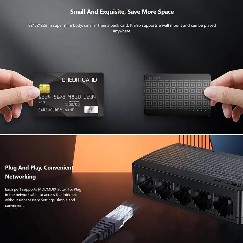 Tenda SG105M Gigabit Ethernet Switch: Fast 1000Mbps Speed & Easy Setup  ourlum.com   