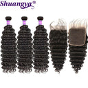 Luxury Brazilian Deep Wave Remy Hair Bundle Set with Frontal