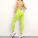 Backless Goddess Yoga Jumpsuit Set with Cross Straps and High Waist Leggings  OurLum.com Yellow S 