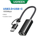 High-Speed UGREEN USB Ethernet Adapter for Laptop, PC,  Mi Box, Nintendo Switch - 1000Mbps RJ45 Network Card  ourlum.com 2-IN-1 Model Russian Federation 