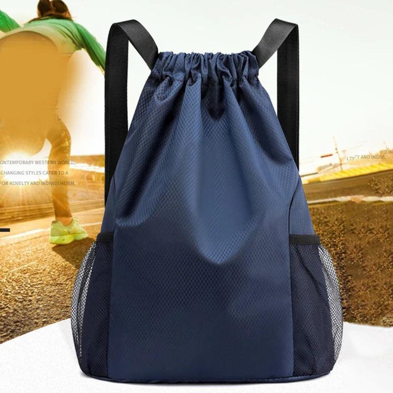 Sports Drawstring Backpack Sport Fitness Travel Outdoor Sackpack Women And Men Large Capacity Gym Swim Beach Bags Basketball Bag  ourlum.com Dark Blue L  