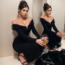 Black Evening Gown: Chic Off-Shoulder Cocktail Dress