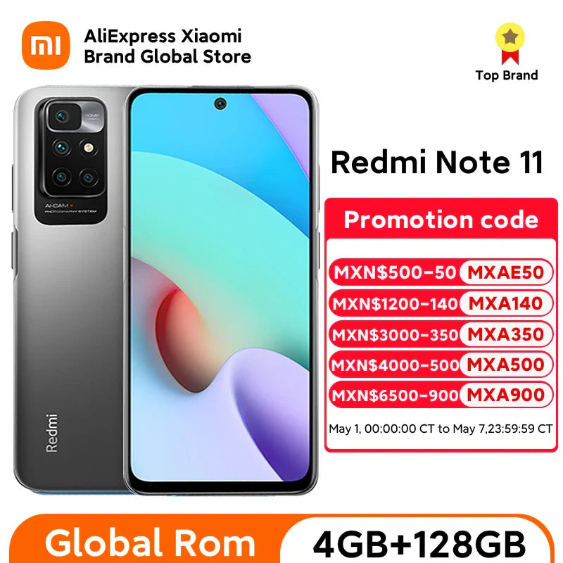 Global ROM Xiaomi Redmi Note 11 Cellphone 4GB+128GB Helio G88 Octa Core 90Hz AMOLED Display 5000mAh 18W CN Version  ourlum.com   