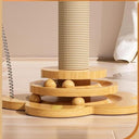 Wooden Cat Turntable Toy with Sisal Scratching Board and Grab Column  ourlum.com   