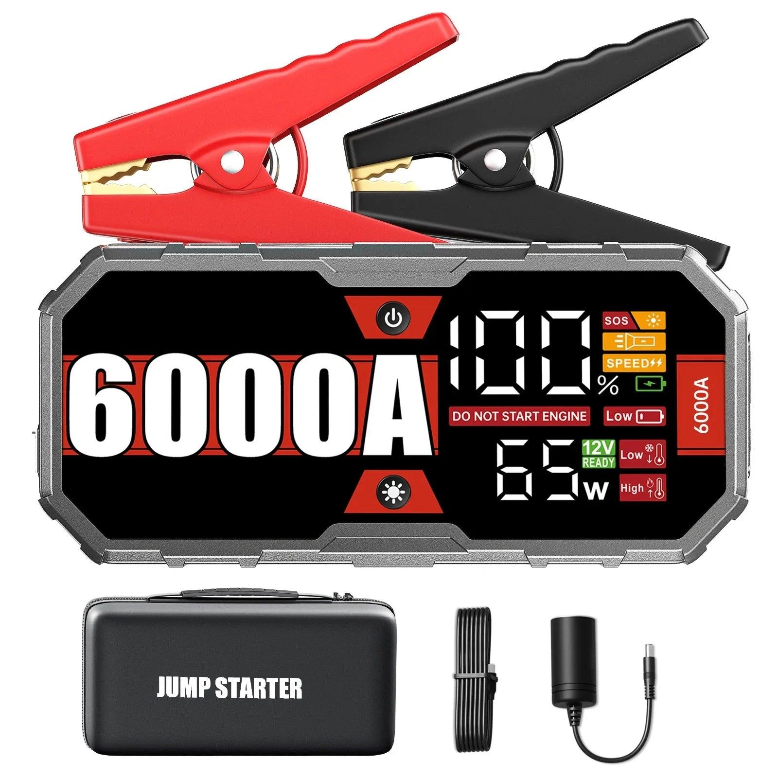 Car 6000A Portable Jump Starter With Power Bank Fast Charge PD65W 12V Auto Battery Charger Booster Starting Device