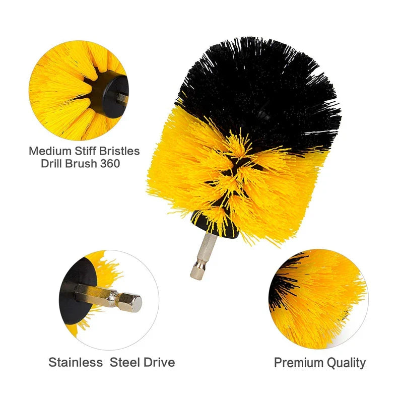 Electric Scrubber Brush Drill Kit for Effortless Cleaning - Multi-Purpose Nylon Brushes  ourlum.com   