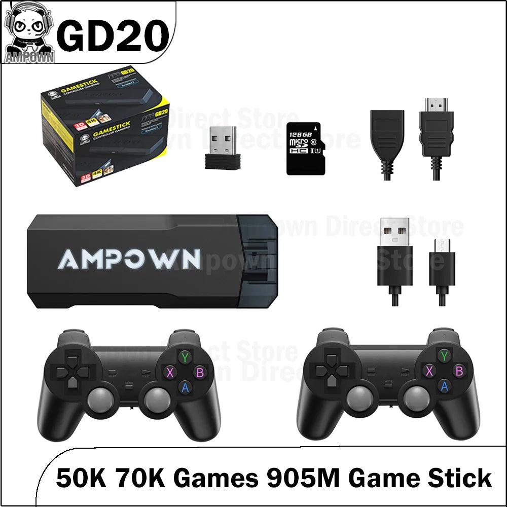 Ampown GD20 GD 20 Game Stick Video Game Console 2.4G Wireless Controller CPU Aigame 905M Emuelec4.3 40K+ 50K+ 70K+ Retro Games  ourlum.com   