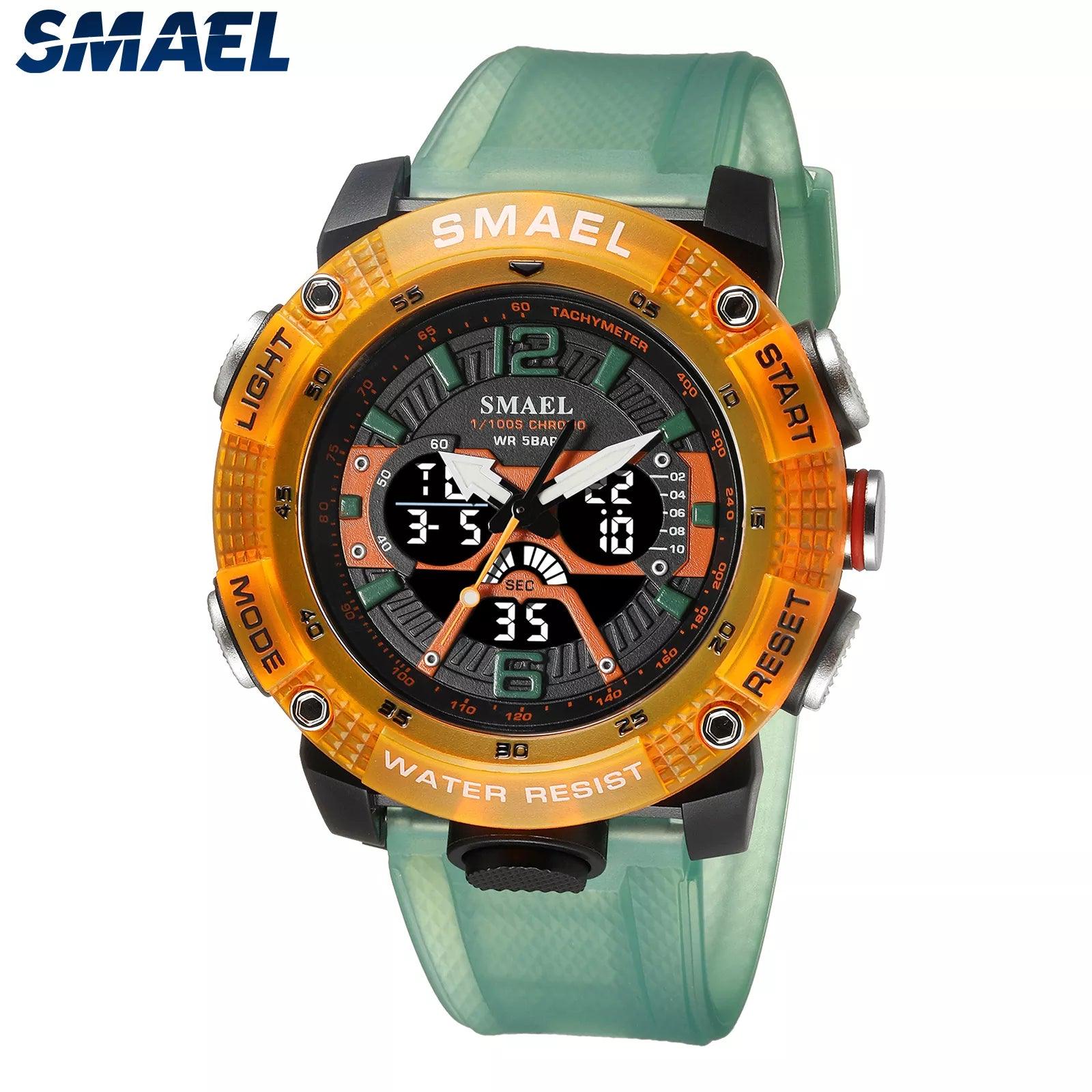 SMAEL Men's Dual Display Waterproof Sport Watch with Chronograph Functions  ourlum.com   