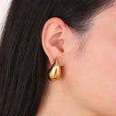 Vintage Gold Teardrop Earrings: Elegant Dome Design Piece