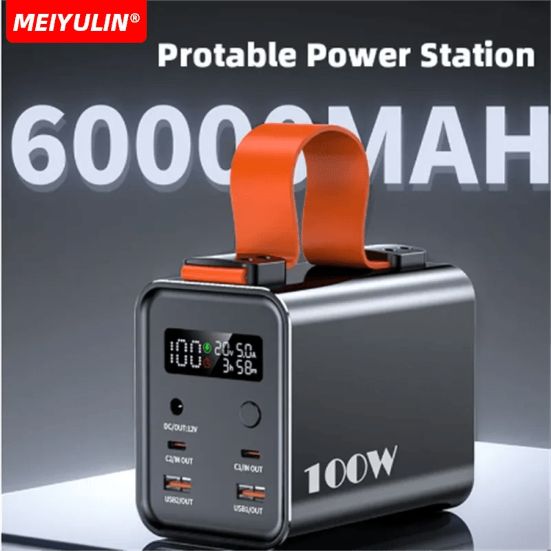 60000mAh 100W Power Bank Station Portable USB C Fast Charging External Spare Battery Large Capacity Powerbank For Laptop Outdoor