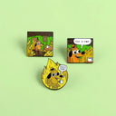 Yellow Anime Cartoon "This Is Fine" Hound Dog Enamel Pin - Cute Fashion Jewelry  ourlum.com   