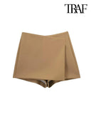 Vintage Asymmetric Skort Retro High Waist Chic Comfortable