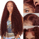 250% Density Reddish Brown Kinky Curly Lace Front Wig