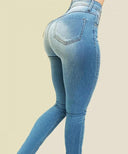 Woman's Pure Color High Waist Denim Jeans for Street Style