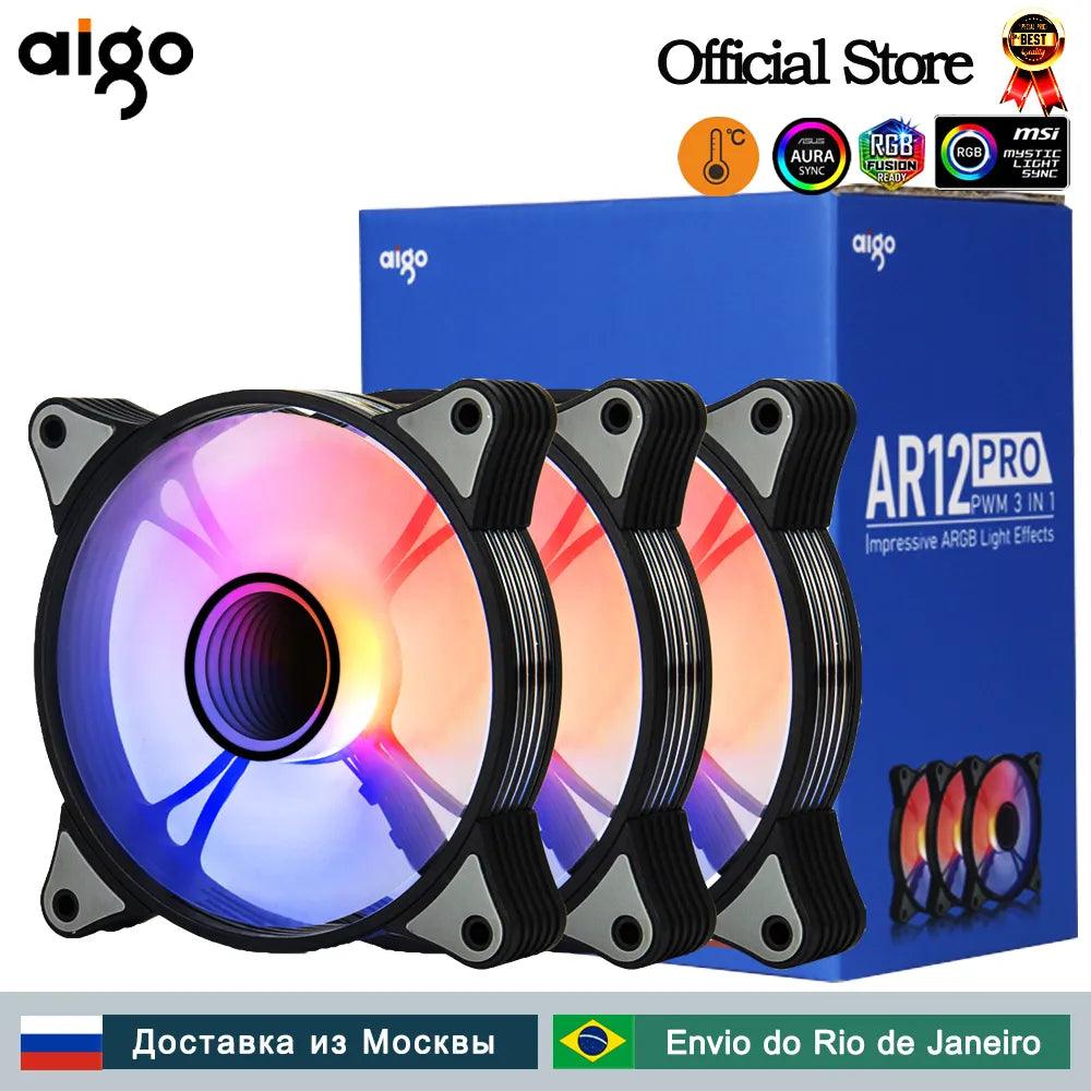 Aigo AR12PRO 120mm RGB Fan with Aurora Effect - Customizable Lighting and Efficient Cooling  ourlum.com   