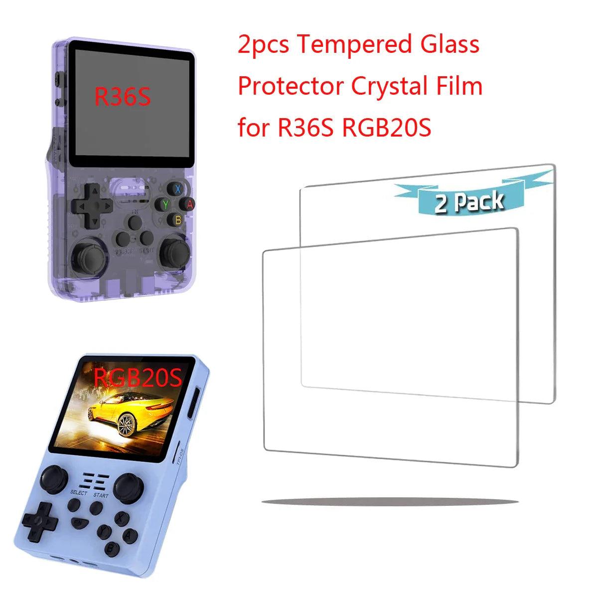 2pcs/box Tempered Glass Protector Crystal Film for R36S RGB20S Handheld Game Console 3.5 inch Retro Video Games Consoles Newest  ourlum.com Default Title  