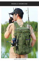 Multifunctional Fishing Backpack Tackle Bag with Rod Holders